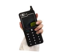 Cute Girls Coque Galaxy Z Flip 5 Hard PC Design 3D Design Rétro Funny Phone Case pour Samsung Z Flip 5 Noir Style de Téléphone Style Kawaii Creative Case pour Galaxy Z Flip 5 Homme et Femme Cadeau