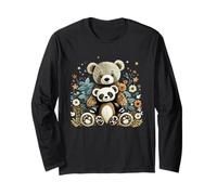 Cute Girls Teddy Bear and Ted Friend Floral Cottagecore Manche Longue