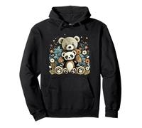 Cute Girls Teddy Bear and Ted Friend Floral Cottagecore Sweat à Capuche