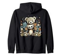Cute Girls Teddy Bear and Ted Friend Floral Cottagecore Sweat à Capuche
