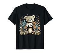 Cute Girls Teddy Bear and Ted Friend Floral Cottagecore T-Shirt