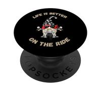 Cute GNOME for Oldschool Biker - Life is Better on The Ride PopSockets PopGrip Adhésif