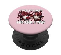Cute GNOME I Love You More The End I Win Pink Valentines PopSockets PopGrip Adhésif
