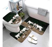 Cute Goat Lot de 3 tapis de bain pour bébé, absorbants et antidérapants, pour abattant de toilette, tapis de WC en forme de U, lavable, décoration de salle de bain