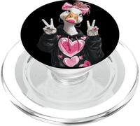 Cute Goose Girl Bubble Gum Panneau de Paix Motif Animal Rose PopSockets PopGrip pour MagSafe
