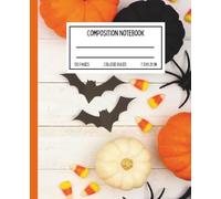 Cute Halloween Candy Corn Notebook | Rustic Pumpkin & Bat Design | 7.5x9.25 in | 120 Pages: Fall-Themed Composition Stationery with White Wood ... Notes, Journaling, or Halloween Gifting