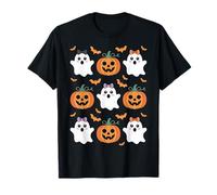 Cute Halloween Ghost and Pumpkin Pattern Spooky Kawaii T-Shirt