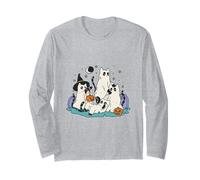 Cute Halloween Ghost Cats Girl Boy Men Woman Manche Longue