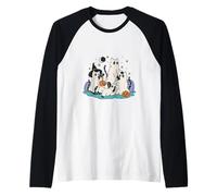 Cute Halloween Ghost Cats Girl Boy Men Woman Manche Raglan
