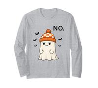 Cute Halloween Ghost Saying NO Funny Halloween, Fall Manche Longue