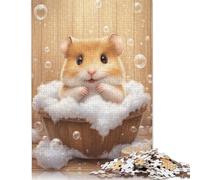 Cute Hamster Bath Time Puzzle 1000 Pieces Cadeau Unique Jeu Éducatif Défi Jouet À De Qualité Supérieure Peinture Art pour Adultes Et Enfants 1000pcs (40x28cm)