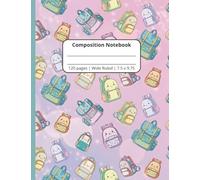 Cute Happy Backpack Composition Book for Kids, 7.5x9.75 inches, 120 Pages, Wide Ruled, Perfect for School, Journaling, and Creative Writing, Great Gift for Kids!