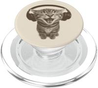 Cute Headphones Cat Funny Silly y2k Grunge Graphic PopSockets PopGrip pour MagSafe