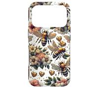 Cute Heart and Flower Pattern for Women with Honey Bees Coque pour iPhone 17 Pro
