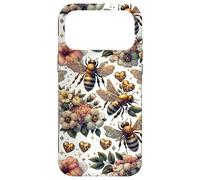 Cute Heart and Flower Pattern for Women with Honey Bees Coque pour iPhone 17 Pro Max