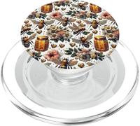 Cute Heart and Flower Pattern for Women with Honey Bees PopSockets PopGrip pour MagSafe