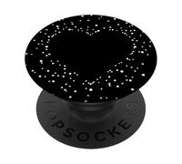 Cute Heart Black and White Art Stars PopSockets PopGrip Adhésif