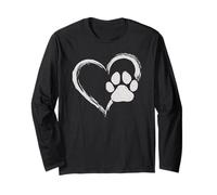 Cute Heart Paw Print Dog Mom Dog Dad Cute Dog Lover Manche Longue