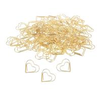 Cute Heart Shape Paper Clips - 100 Pack Gold Metal Binder Clamps | 3cm Decorative Wire Page Marker Bookmark, Fancy Aesthetic Desk Stationery Supplies For Wedding Crafts Document Home Office School