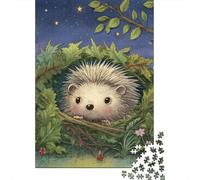 Cute Hedgehog Garden Night Puzzle 1000 Pièces Educa Jouet en Bois Cadeau Unique Décoration Intérieure Jeu Éducatif Challenge Toy Adultes & Enfants des 14 Ans 70x50cm/1000pcs