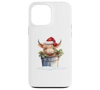 Cute Highland Cow Christmas Santa Hat Country Heifer Farm Coque pour iPhone 13 Pro Max