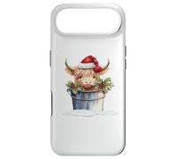 Cute Highland Cow Christmas Santa Hat Country Heifer Farm Coque pour iPhone Air