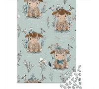 Cute Highland Cow Fabric Puzzle 1000 Pièces Educa Jouet en Bois Cadeau Unique De l'art De La Décoration Jeu Éducatif Challenge Toy Adultes & Enfants des 14 Ans 70x50cm/1000pcs