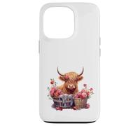 Cute Highland Cow Floral Flowers Country Heifer Farm Farmer Coque pour iPhone 13 Pro