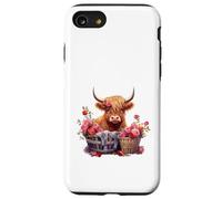 Cute Highland Cow Floral Flowers Country Heifer Farm Farmer Coque pour iPhone SE (2020) / 7/8