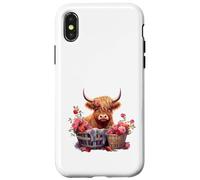 Cute Highland Cow Floral Flowers Country Heifer Farm Farmer Coque pour iPhone X/XS