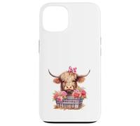 Cute Highland Cow Valentine Bow Country Heifer Farm Farmer Coque pour iPhone 13