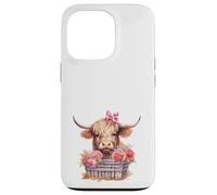 Cute Highland Cow Valentine Bow Country Heifer Farm Farmer Coque pour iPhone 13 Pro