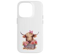 Cute Highland Cow Valentine Bow Country Heifer Farm Farmer Coque pour iPhone 14 Pro