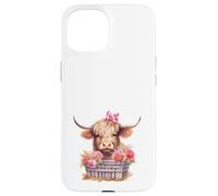 Cute Highland Cow Valentine Bow Country Heifer Farm Farmer Coque pour iPhone 15