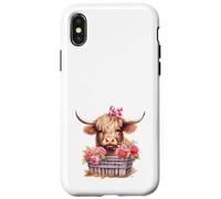 Cute Highland Cow Valentine Bow Country Heifer Farm Farmer Coque pour iPhone X/XS
