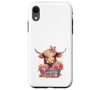 Cute Highland Cow Valentine Bow Country Heifer Farm Farmer Coque pour iPhone XR