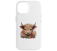 Cute Highland Cow Watercolor Country Heifer Farm Farmer Coque pour iPhone 14