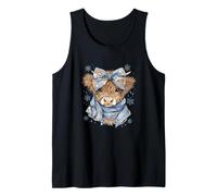 Cute Highland Cow with Blue Bow Winter Snowflake Design Débardeur