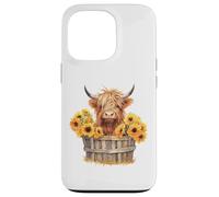 Cute Highland Cow with Sunflowers Country Heifer Farm Farmer Coque pour iPhone 13 Pro