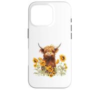 Cute Highland Cow with Sunflowers Country Heifer Farm Farmer Coque pour iPhone 16 Pro