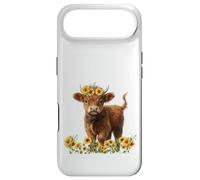 Cute Highland Cow with Sunflowers Country Heifer Farm Farmer Coque pour iPhone Air