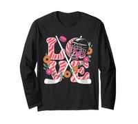 Cute Hockey Lover Style for Girls with Sporty Floral Hockey Manche Longue