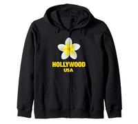 Cute Hollywood USA Tropical Yellow Frangipani Aesthetic Art Sweat à Capuche