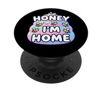 Cute Honey I'm Home Beehive Pun PopSockets PopGrip Adhésif
