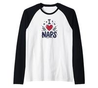 Cute I Heart Naps Design for Moms, Sleepy Girl Funny Mom Manche Raglan