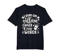 Cute I Run on Coffee Chaos and Cuss Words Coffeeholic T-Shirt, Homme Grandes Tailles, Noir, 3X Tall