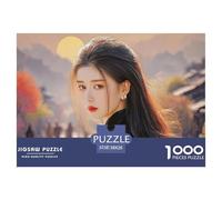 Cute Idol Long Hair Flowing in The Wind 1000 Pcs Carton Extra-épais Coffret De Puzzles Beautiful Woman Stimulant Et Éducatif Jeu Créatif Puzzles pour Adultes Et Enfants 38x26cm/1000pcs