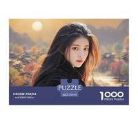 Cute Idol Long Hair Flowing in The Wind 1000 Pcs Carton Extra-épais Coffret De Puzzles Beautiful Woman Stimulant Et Éducatif Jeu Créatif Puzzles pour Adultes Et Enfants 70x50cm/1000pcs
