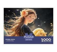 Cute Idol Long Hair Flowing in The Wind 1000 Pcs Carton Extra-épais Coffret De Puzzles Beautiful Woman Stimulant Et Éducatif Jeu Familial Puzzles pour Adultes Et Enfants 70x50cm/1000pcs