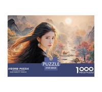 Cute Idol Long Hair Flowing in The Wind 1000 Pcs Carton Extra-épais Coffret De Puzzles Elegant Girl Stimulant Et Éducatif Jeu Créatif Puzzles As Birthday Gifts 38x26cm/1000pcs